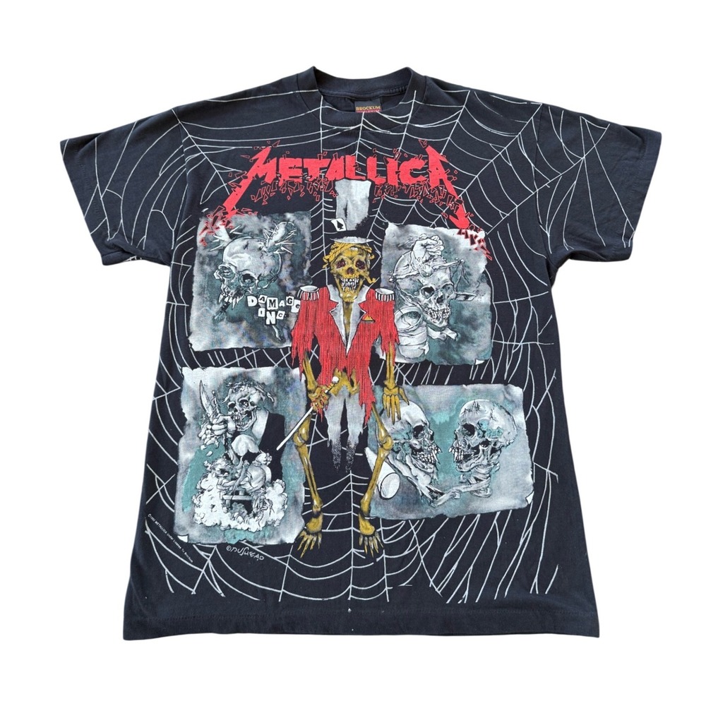 Vintage 1992 Metallica Damage Inc AOP Shirt Size Large 90s Metal Rock REPRINT